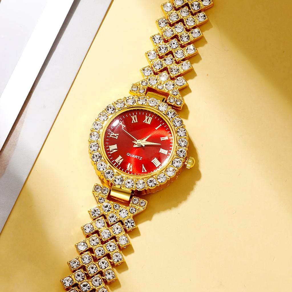 5pcs Women's Watches, Classical Amphibole Quartz Watches, Roman Fashion Simulation Watches, and Jewelry Sets