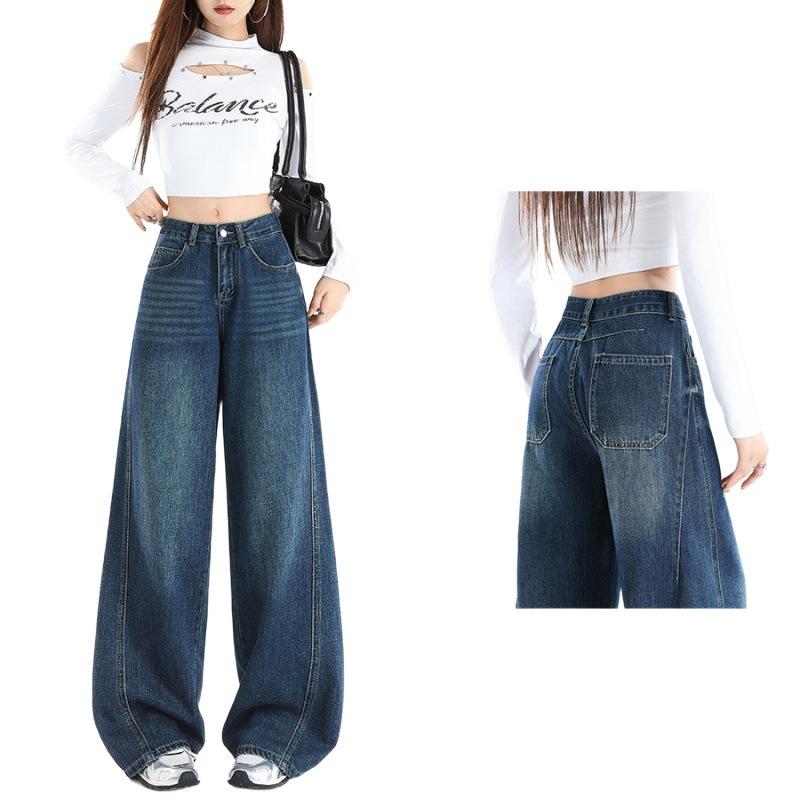 Super Fire Scimitar Jeans Women Wide Legs High Waist Thin Loose Leg Covering Type This Year Popular Retro Sickle Pants