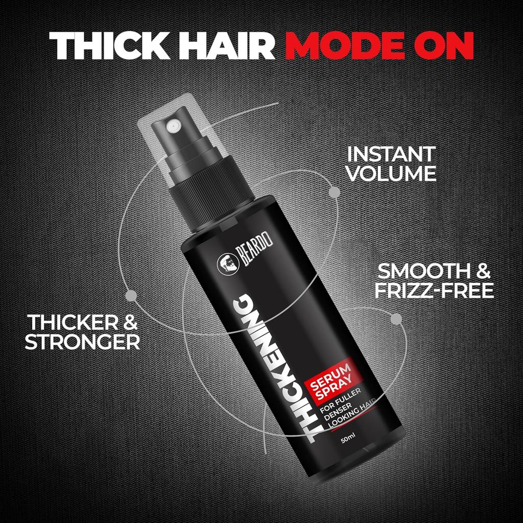 Beardo Thickening Serum Spray 50 Ml Hair Volume Booster For Men Frizz Free Smooth Glossy Travel Friendly Styling Serum
