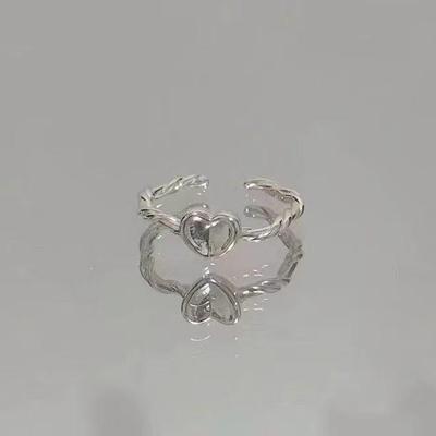 Minimalist Silver Twisted Heart Ring - Women's Woven Sweetheart Band