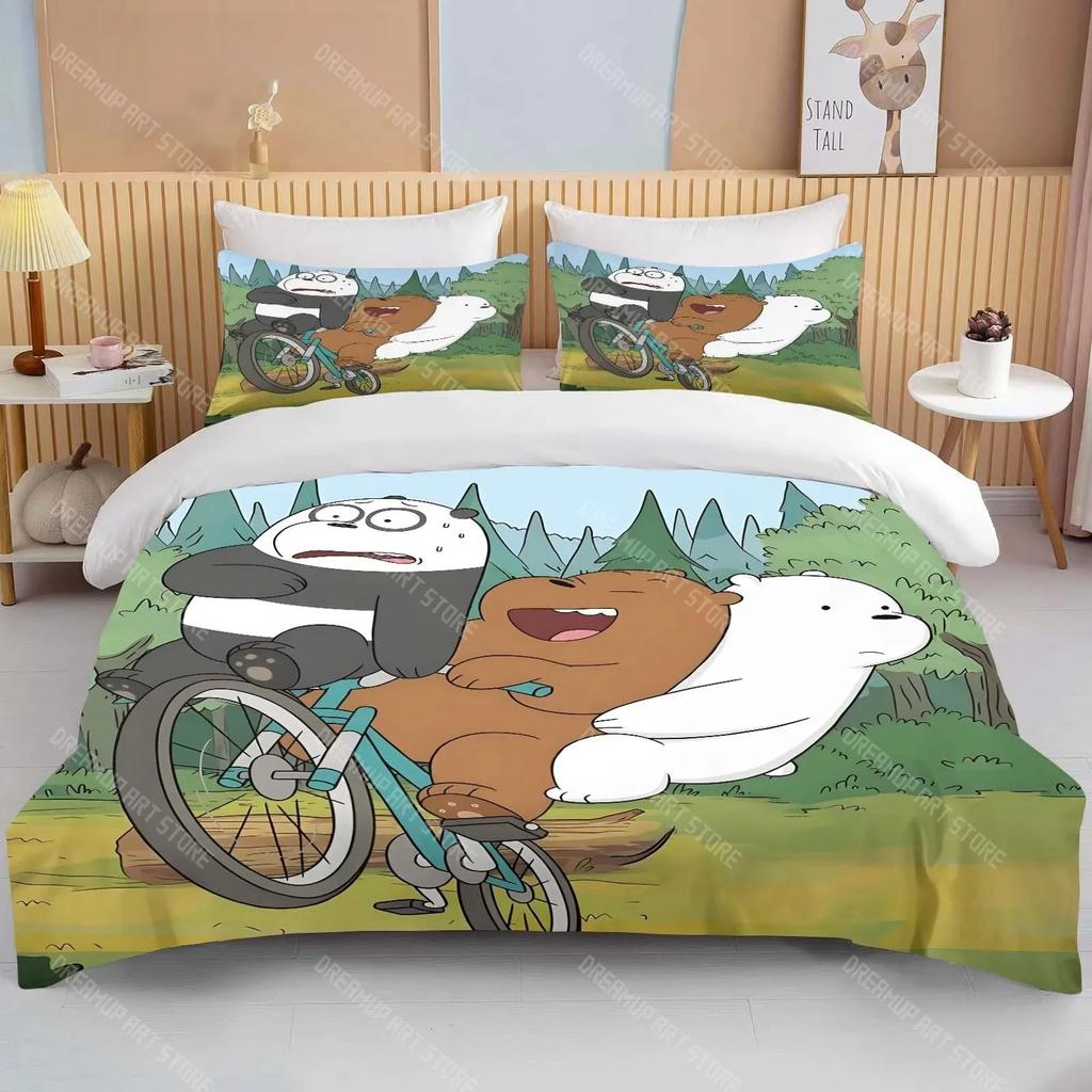 Stampa 3D Orsetti Nudi Set Biancheria da Letto Carino Cartone Animato Anime Copripiumino Piumone Federa Ragazzi Ragazze Bambini Adulti Regalo King