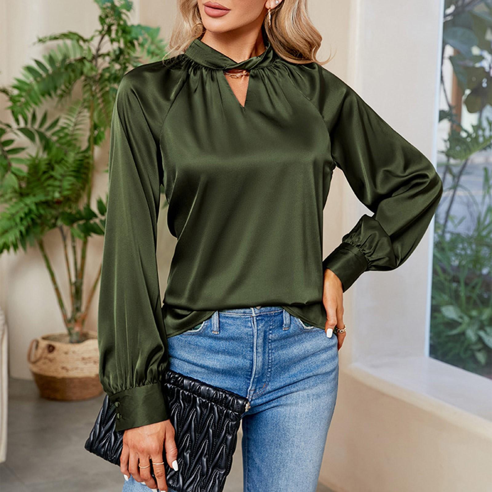 

Женская повседневная мода сексуальный однотонный свободный топ с рукавами реглан L армия зеленый