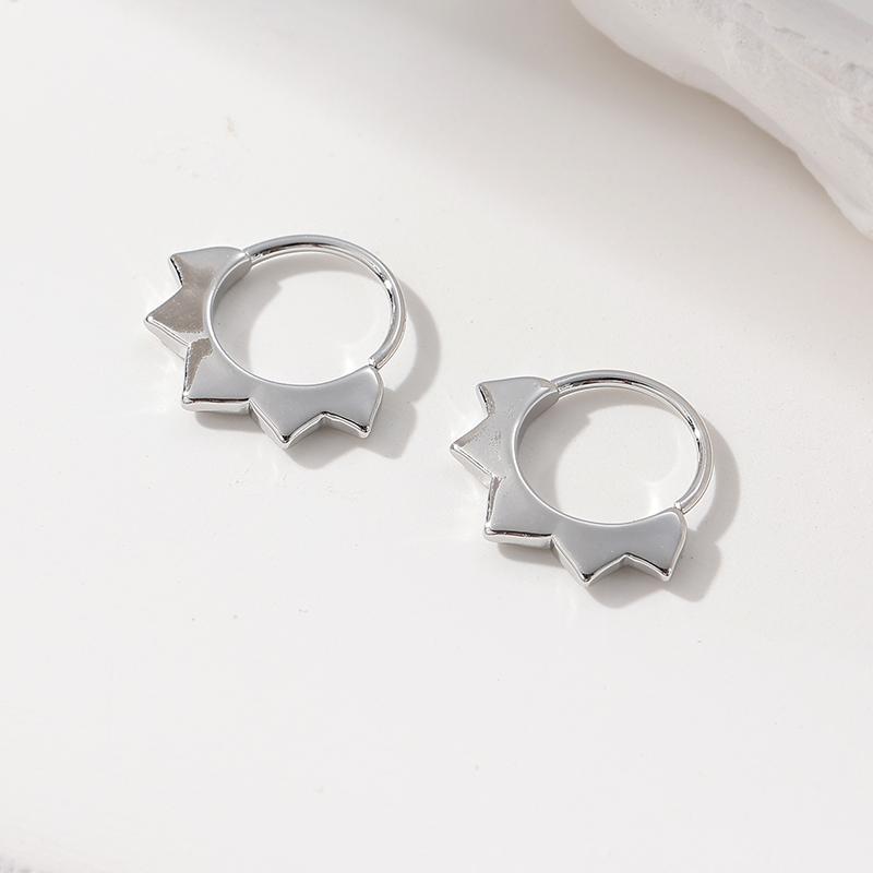 Simple  Silver Color Metal Carving Pattern Hoop Earrings for Women Jewelry