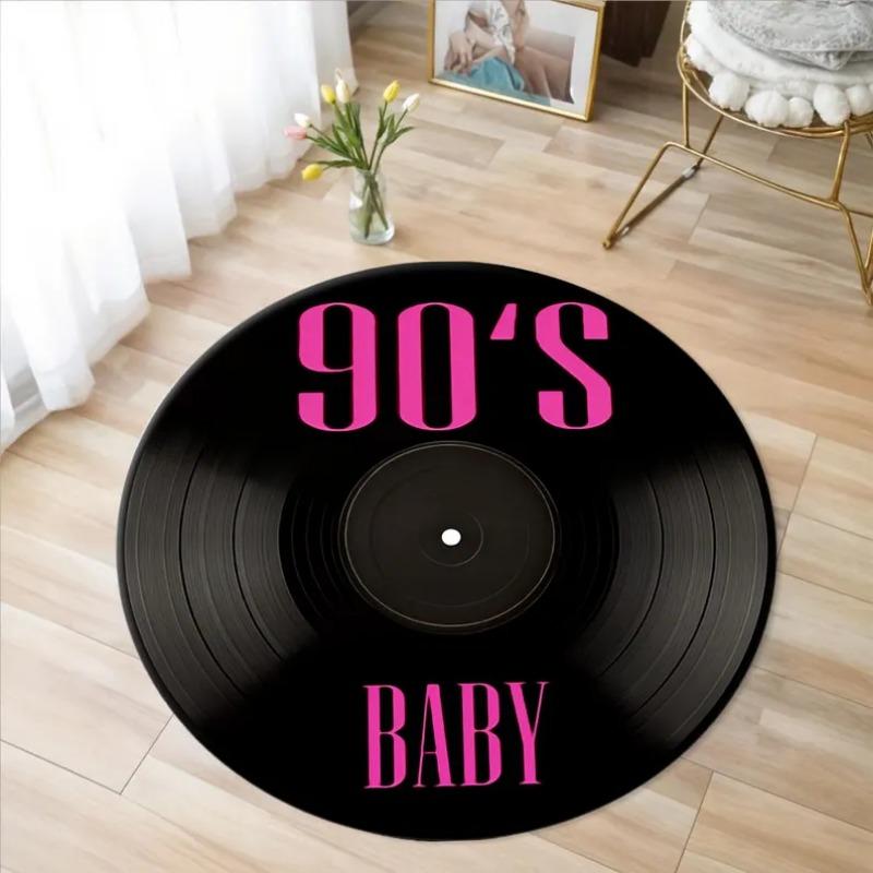 Covor Vinil Imprimat Disc Muzical Covor Lavabil la Mașină Cadou pentru Iubitorii de Muzică Covor Retro Disc Vinil Covor Rotund Covoraș Antiderapant