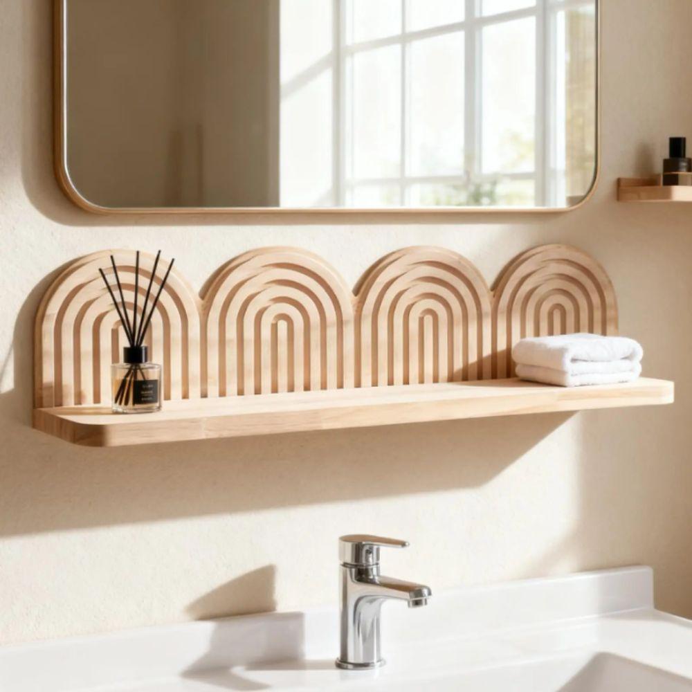 Wooden Material Wall Mounted Shelves Rainbow Design Arched Wall Shelves  Home Decor