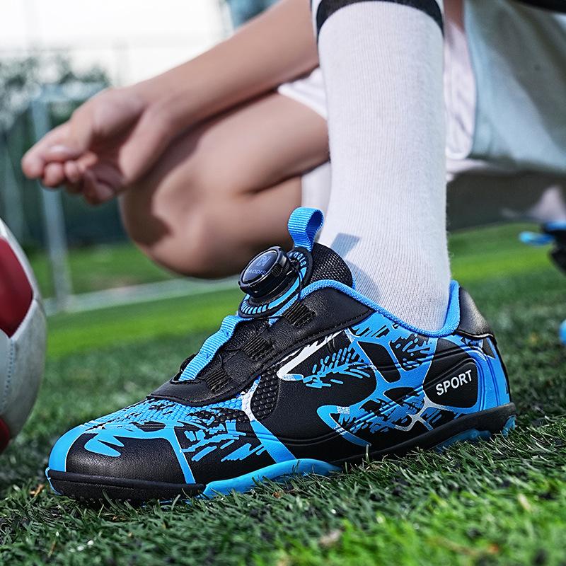 Kids' Boys TF Soccer Cleats - Wear-Resistant, Studded, Rotating Buckle for Outdoor Training