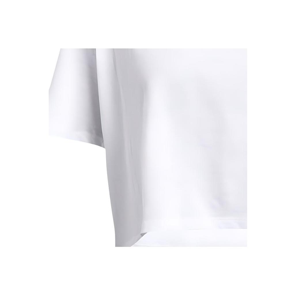 Under Armour Campus Boxy Crop Short Sleeve Solid Color Round Neck Pullover Loose Quick-Dry T-Shirt Women T-Shirts White 1383681-100
