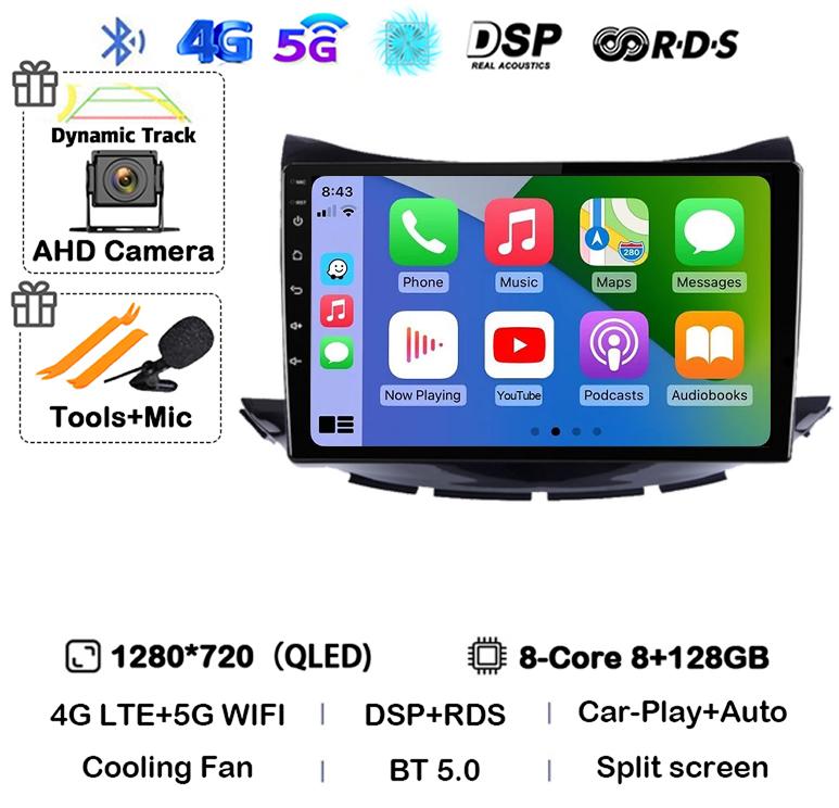Android 14 Carplay Auto For Chevrolet Trax 2017 2018 2019 Navigation Car Radio 2 DIN GPS Stereo Multimedia Player Head Unit DSP