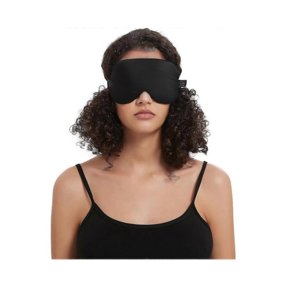 Alaska Bear Sleep Mask Silk Cool - No Pressure Eye Donuts Contour - Handmade, Upgrade Over Conventional "Flat" Masks (Black) New