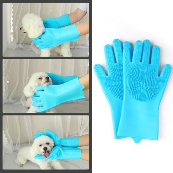 Evcil Hayvan Bakım Eldivenleri Isıya Dayanıklı Silikon Köpek Yıkama Eldivenleri Yüksek Yoğunluklu Dişli Beş Parmak Tasarımı Masaj Yapmak Banyo Yaptırmak için Kedi Tüyü Toplayıcı