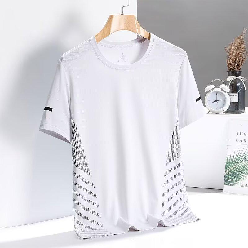 Men's Quick-Dry Ice Silk Mesh T-Shirt - Breathable, Loose-Fit, Casual Short Sleeve Sportswear