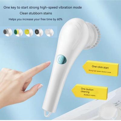 New Electric Cleaning Brush with 5 Replaceable Brush Heads Usb Rechargeable 5 In 1 Electric Floor Scrubber Handheld Cleaning Bru