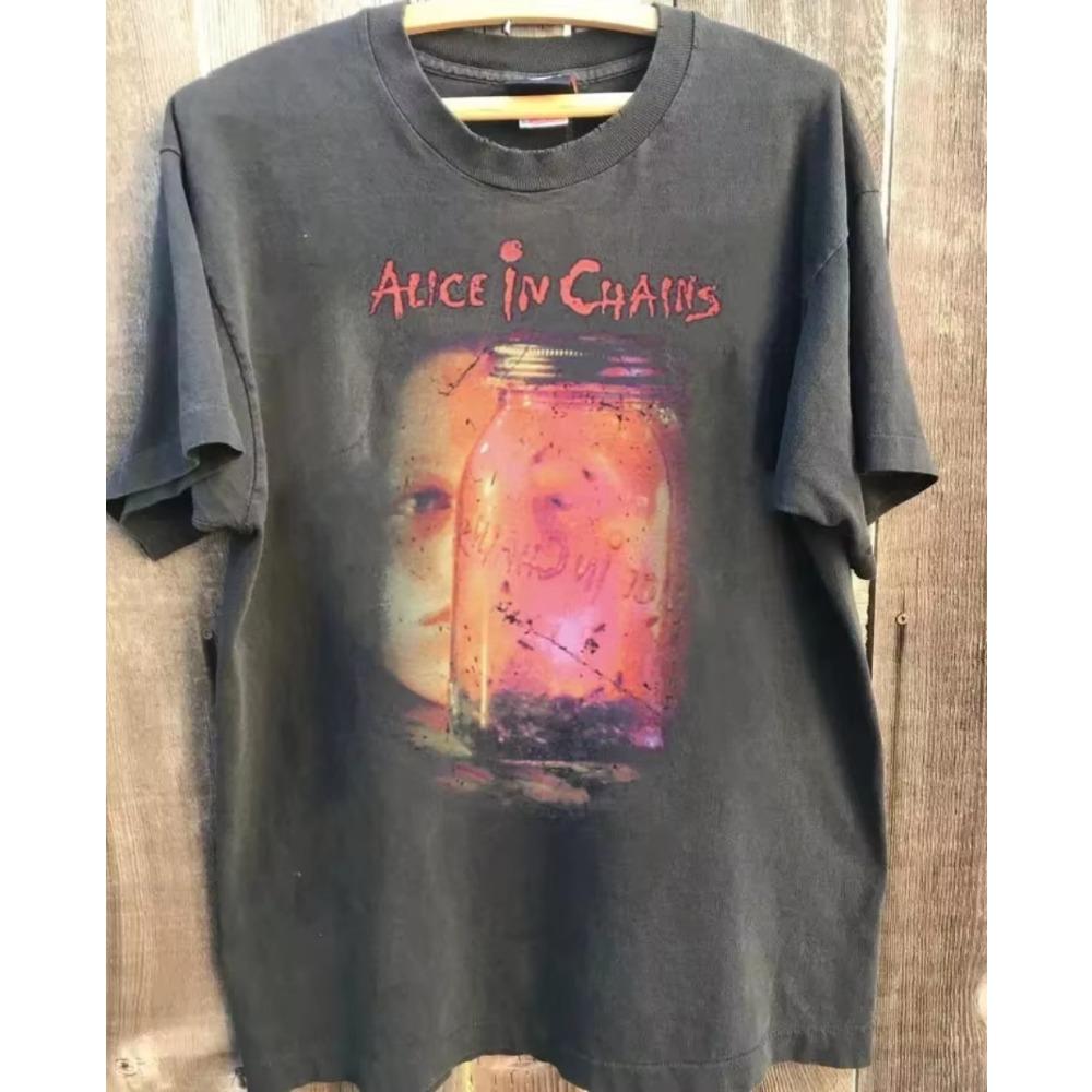 Alice In Chains DIRT Album Basic Black Short Sleeve 2-Sided Cotton T-Shirt Summer New Men's and Women's Retro Fashion T-Shirt