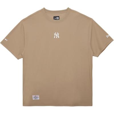 New Era MLB New York Yankees Logo Gesticktes Rundhals-Kurzarm-T-Shirt Unisex Tops Khaki 14341319