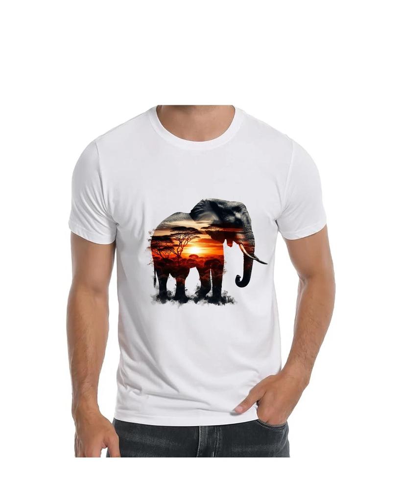 Elephant and Jungle Silhouette Art T-Shirt Wild Animal African TEE Apparel