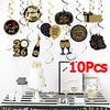 10pcs/pack New Year Festive Decoration Exquisite Patterns Durable New Year's Day Elements Paper Atmosphere