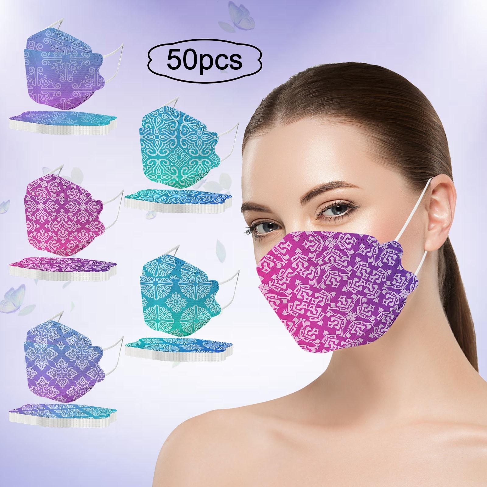 

50 шт., защитная маска с рыбой для взрослых с принтом на открытом воздухе, для лица