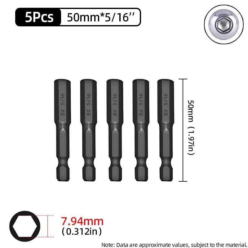 50mm hexagonal șurubelniță biți Imperial magnetică hexagonală Allen cheie burghiu biți inch 5/64-5/16 șurubelniță burghiu electric scule de mână