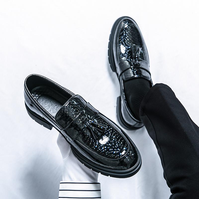 Men's European & American Formal Large Size Patent Leather Tassel Loafers