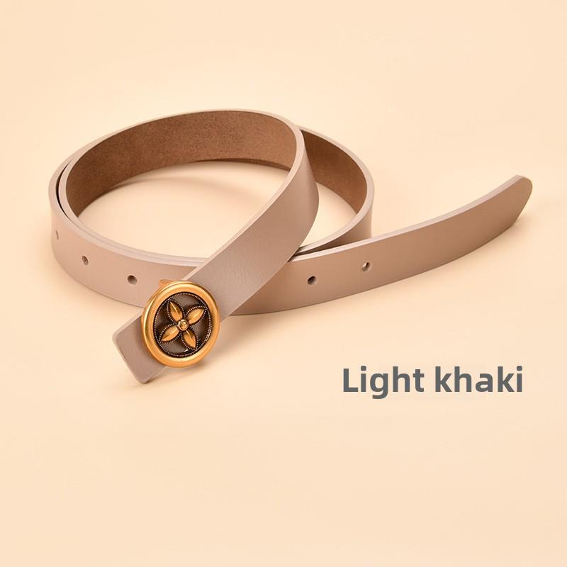 

Женский декоративный ремень из натуральной коровьей кожи с круглой пряжкой — универсальный дизайн для джинсов и талии 105cm