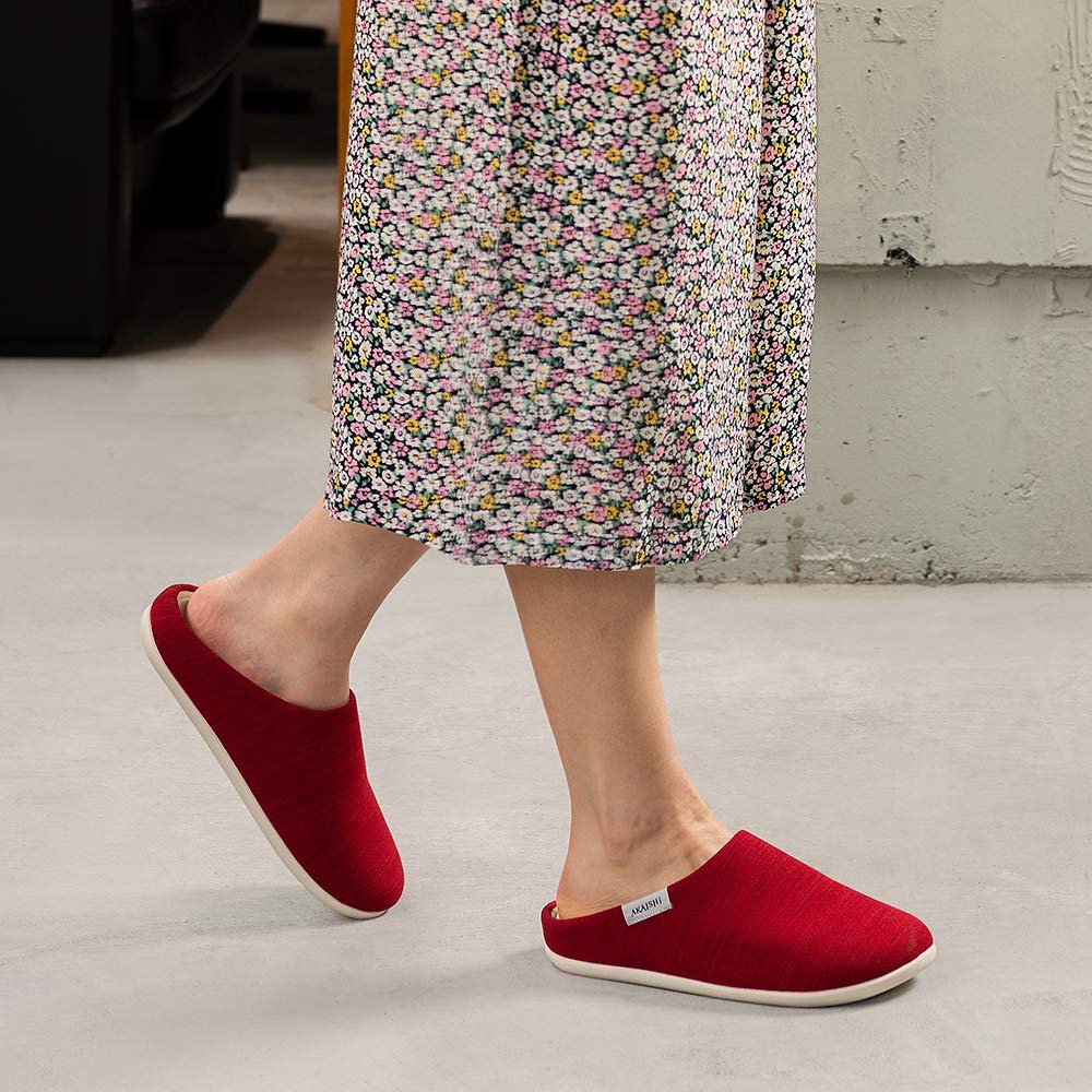 AKAISHI Official Arch Fitter 608 Room Shoes Room Shoes for Men and For Collapsed Arches (S (22.0-22.5cm), Red) Slippers, Women,