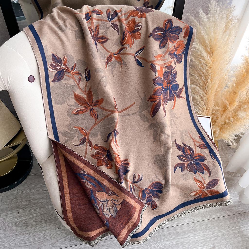scarf, extended floral fashion and simplicity, universal in all seasons, imitation cashmere thickened women's scarf