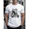 Men'S Ska Music T-Shirt - White Retro Scooter & Ska Band Graphic Short Sleeve - Breathable Loose Fit Casual Streetwear with Vintage 1950s Inspired