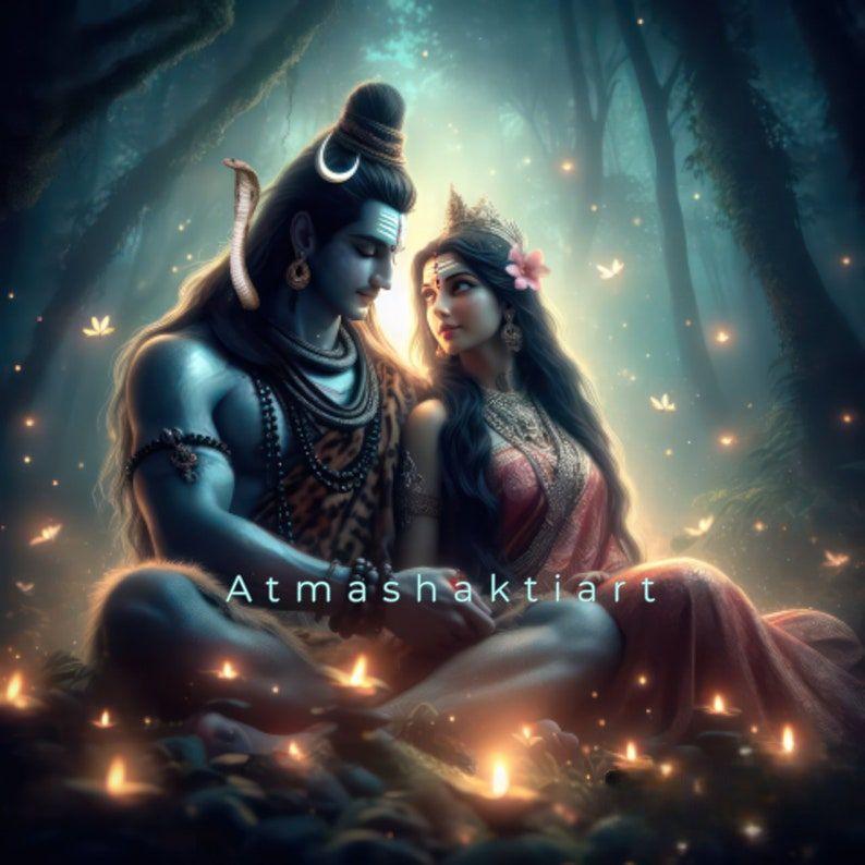 Tapestry of Lord Shiva and Goddess Parvati 75x100