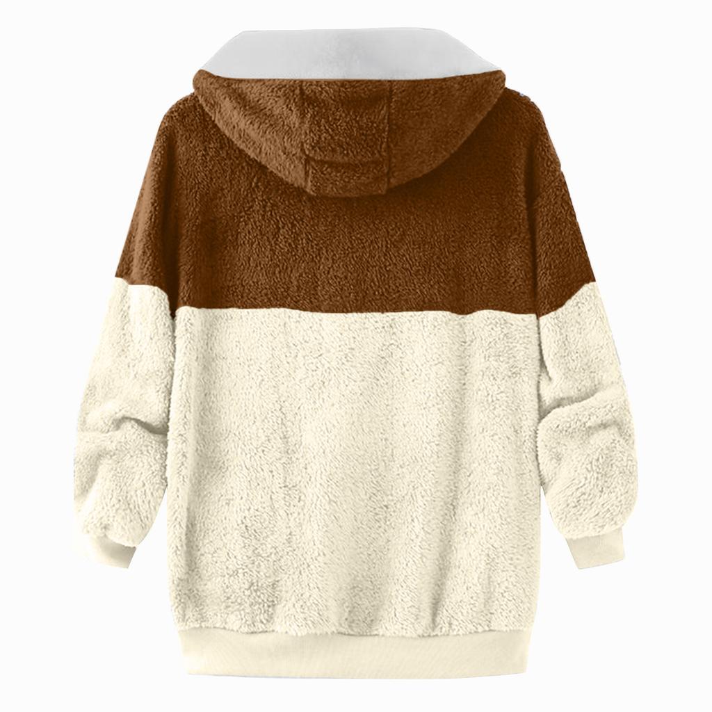 Men'S Winter Zipper Hooded Fleece Sweatshirt With Patch Pocket Casual Jacket