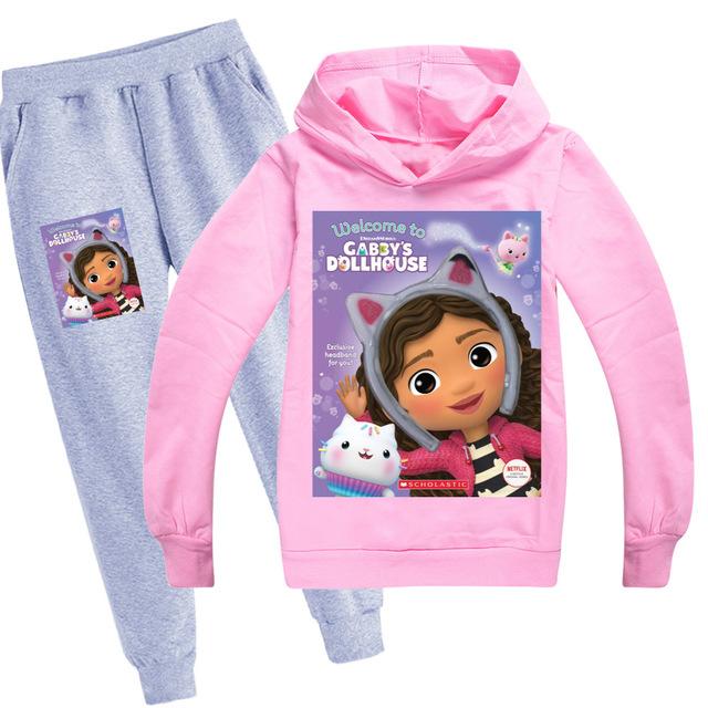 

Весенне-осенняя детская одежда, толстовка с принтом кота для маленьких девочек + штаны, комплект из 2 предметов, студенческая повседневная спортивная одежда для бега на открытом воздухе 160