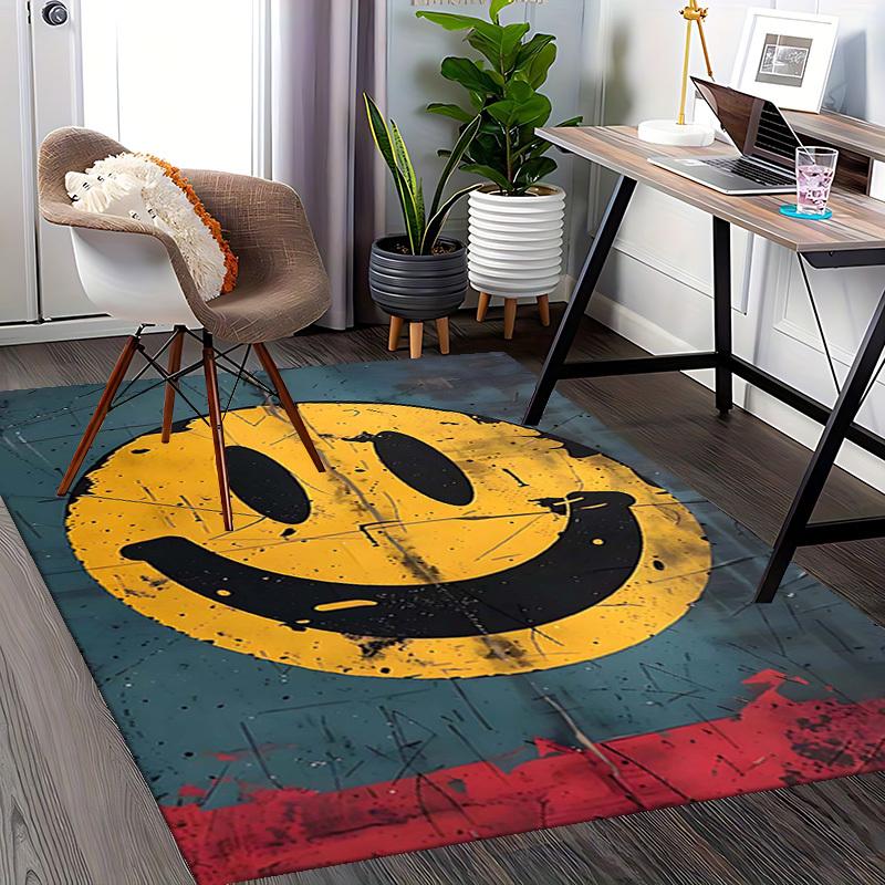 1pc Smiley Face Chair Mat - Anime Cartoon Design, Anti-Slip Office Rug for Home Decor, Seasonal Gift, Suitable for Office, Living Room, Bedroom, Game