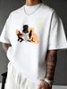 Unisex Navy Tee Four Cute Sleeping Kittens With Spiral Pattern Cartoon Print Crew Neck Loose Casual Male Short Sleeve Tops