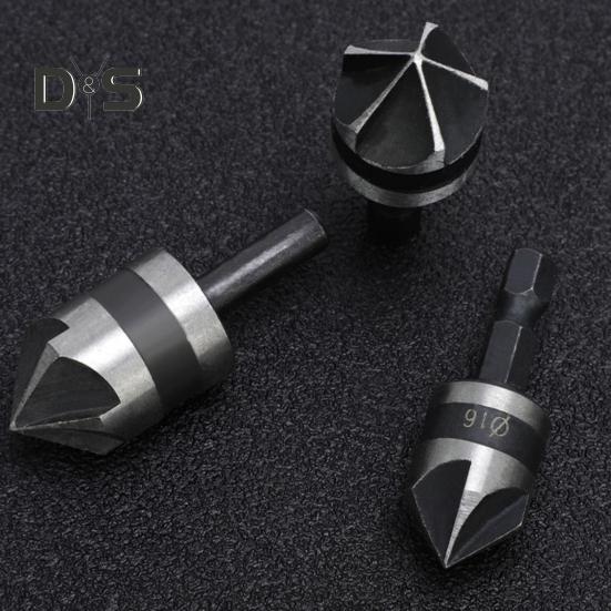 3Pcs Five Edge Chamfering Cutter Chamfering Tool Stainless Steel Single Edge 90 Degree Reaming Drill Taper Screw Countersunk Hole Cutter Deburring