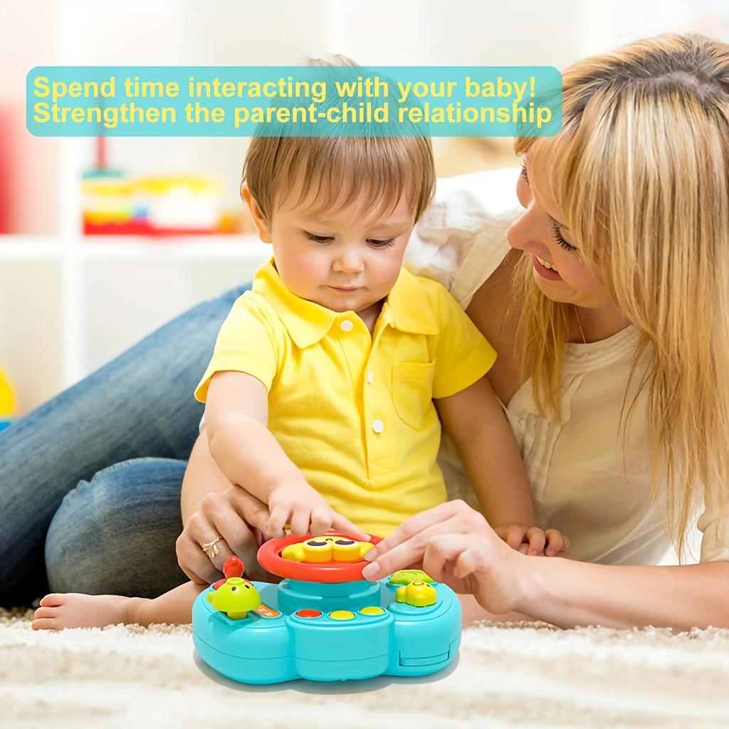 Baby Fun Steering Wheel Toy with 10 Simulated Driving Sounds Crab Toy Early Learning Educational Toys for Cognitive Development