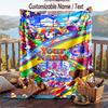 The Amazing Digital Circus Flannel Blanket, Personalized Custom Name Text, Soft Warm Plush Throw Blanket For Gift