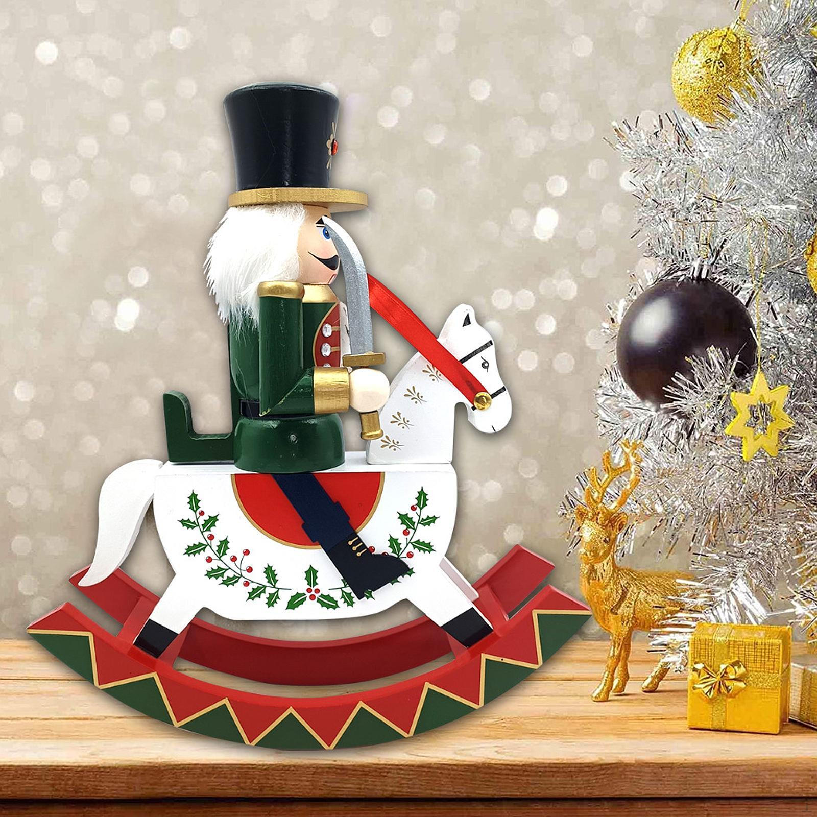 

Традиционный деревянный Щелкунчик, украшение, рождественский декор, ореховый зажим, украшение, лошадка-качалка style C