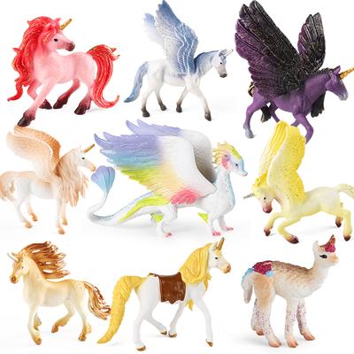 Oenux Fairy Tale Fly Horse Mythical Alpaca Elf Pegasus Action Figures Animal Model Collection Cute Girl Birthday Gift Kids Toy