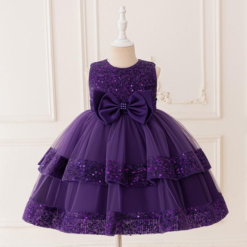 Girls Party Dress Sequined Tulle Princess Gown 4-8 Old Kids