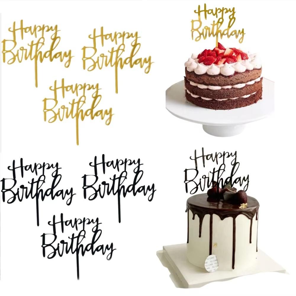 10/20 Stück Gold Schwarz Happy Birthday Cake Topper DIY Acryl Buchstabe Einfaches Design Kindergeburtstag Party Dessert Dekoration Lieferungen