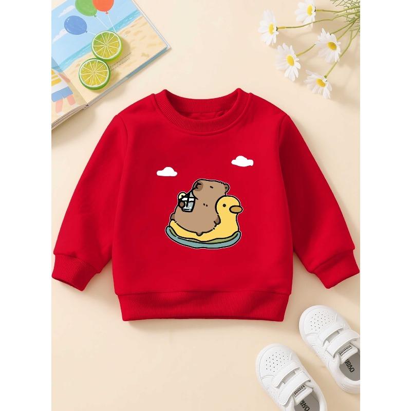 European sizes Kids' Crewneck Sweatshirt Is a Casual Long-Sleeve Pullover Made of with a Bit of Stretch, Perfect for The Fall And Winter Seasons
