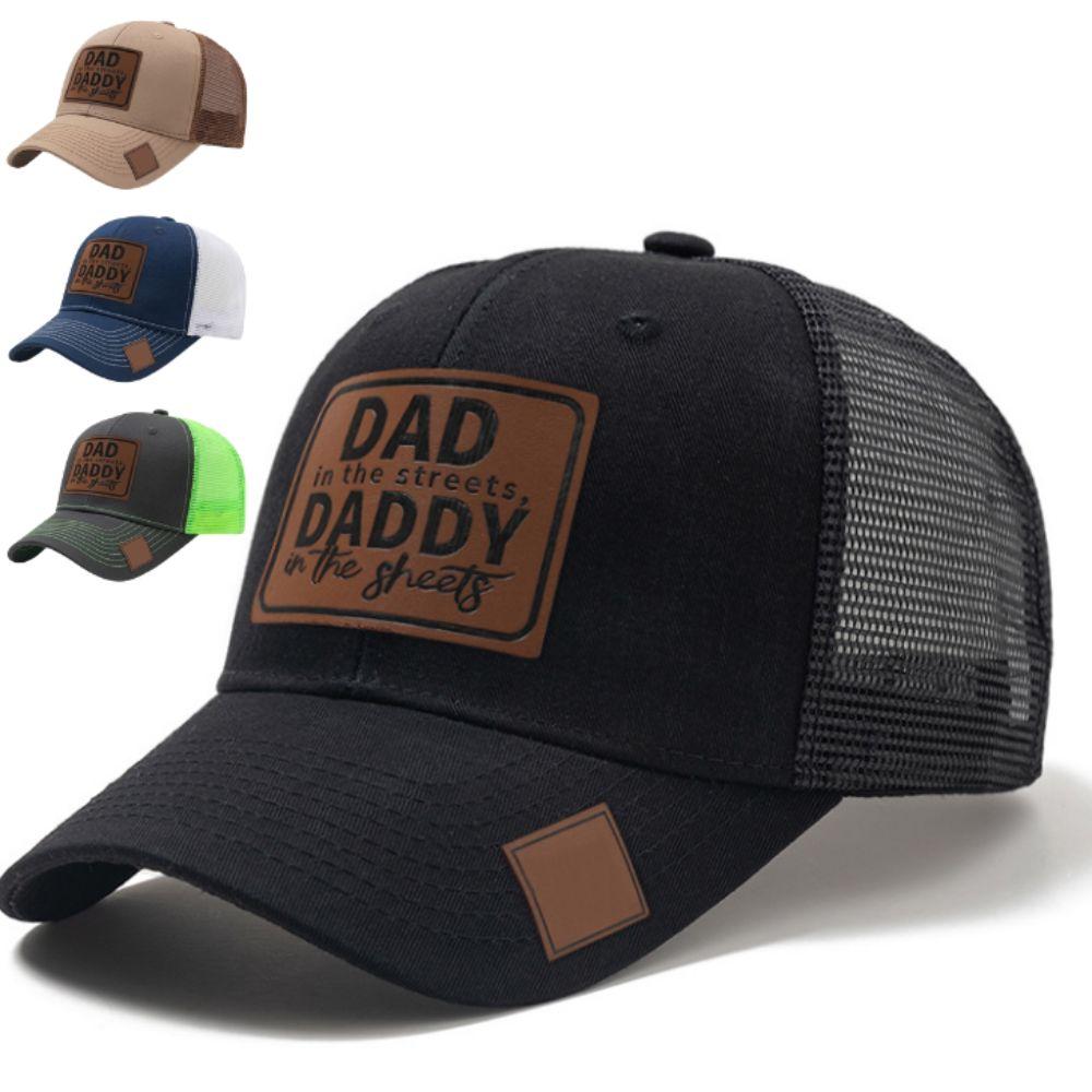 Casual Wear DADDY Trucker Hat Lether Patch Net Baseball Cap Sun Hat DAD Snapback Cap  Men & Women