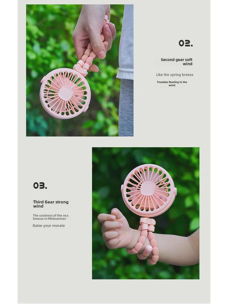 Multifunctional Portable USB Rechargeable Baby Stroller Fan with Lithium Battery