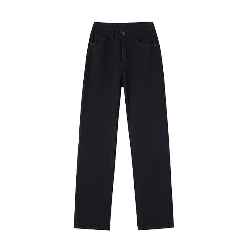 Women's 2025 High-Waisted Black Slimming Straight-Leg Jeans – New Spring/Autumn Elastic Wide-Leg Style