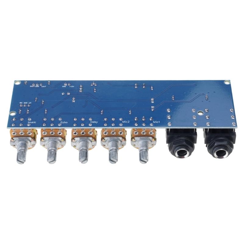 Placa de Reverb Digital Portátil com Chip PT2399 Pré-amplificador de Microfone Duplo para Karaokê e Apresentações ao Vivo