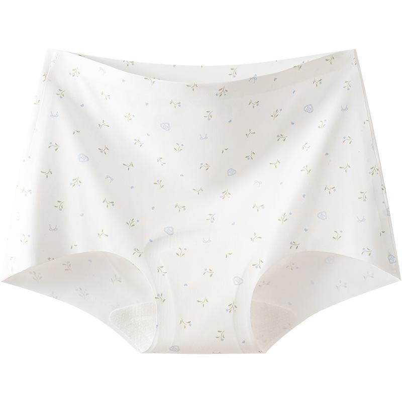 Women's Summer Thin New Printed 10A Antibacterial Crotch Seamless Ice Silk Briefs