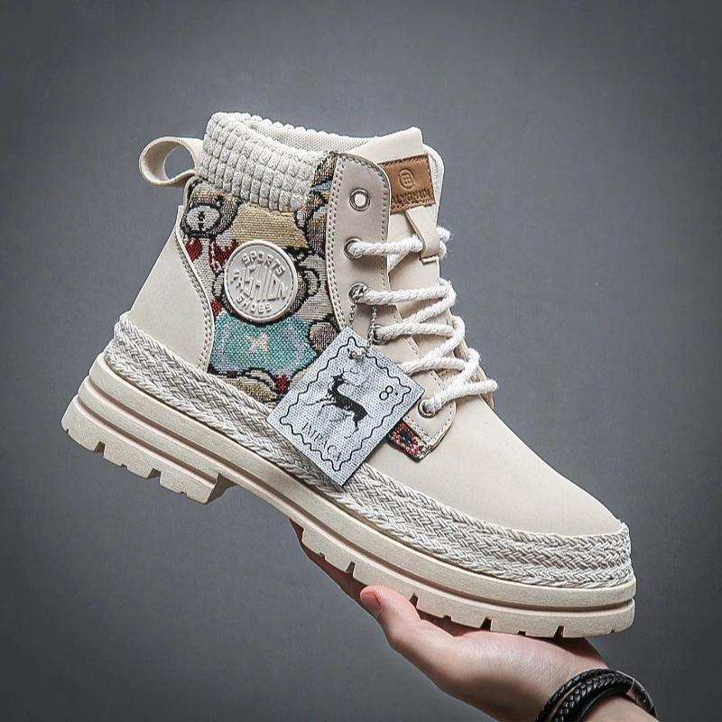 

Мода 2025 Зимняя горячая распродажа Мужские Женские Высокие ботильоны Британские Челси Рабочие ботинки Модная мотоциклетная обувь Мужские кроссовки Размер 39-48 39