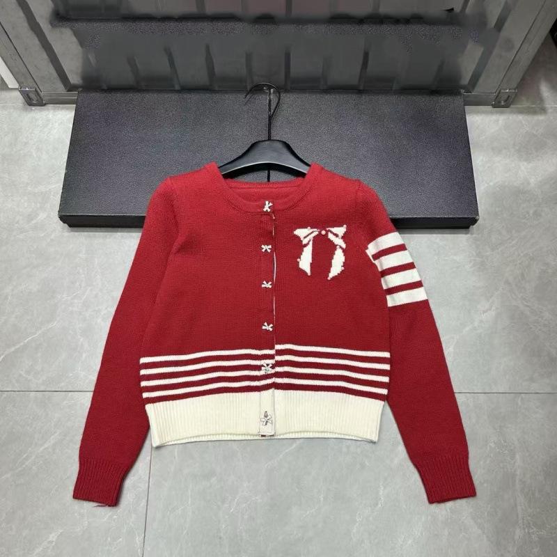 2025 Winter College Style Beaded Bow Knit Cardigan for Women