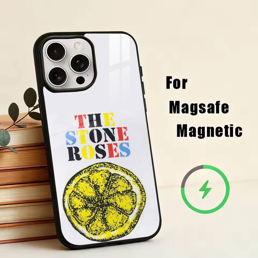 

B-Band The Stone Roses Phone Case For iPhone17,16,15,14,13,12,11 Plus,Pro Magnetic For Magsafe Wireless Charging iPhone14PROMAX