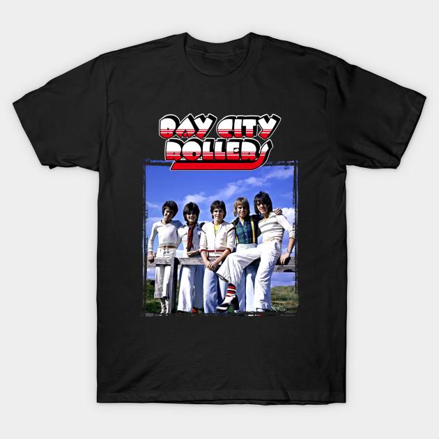 Men Black Print T-shirt Bay City Rollers Band No-Cut Transfer Paper Print Cotton Tshirt 4XL чёрный