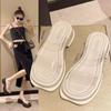 thick-soled French half-drag small cool slippers fairy shoes summer wear 2025 new wedge heel transparent belt sandals